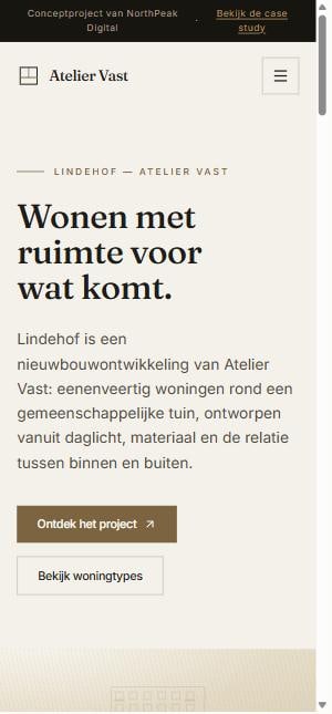 Mobiele weergave van de homepage-hero.